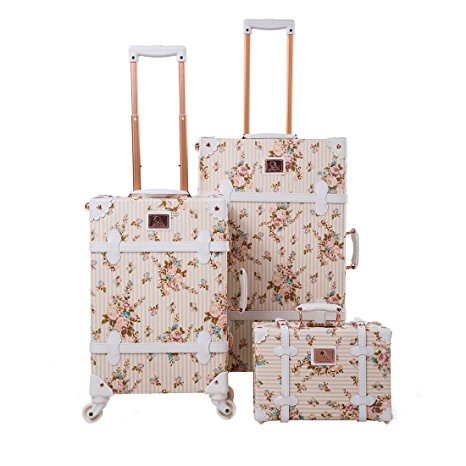 UNIWALKER Women Floral Pu Leather - one of the best vintage inspired/style luggage